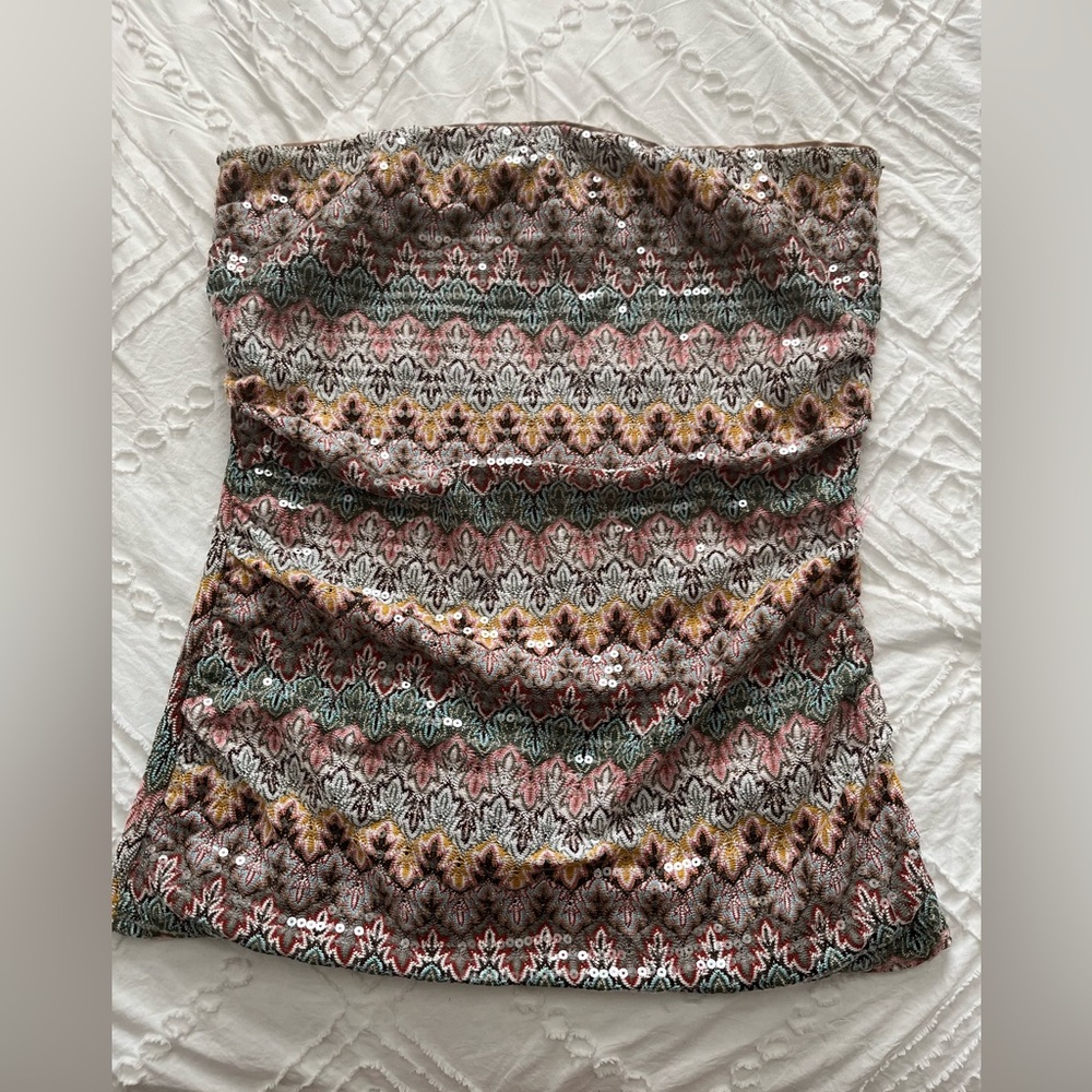 Express Sequin Strapless Top